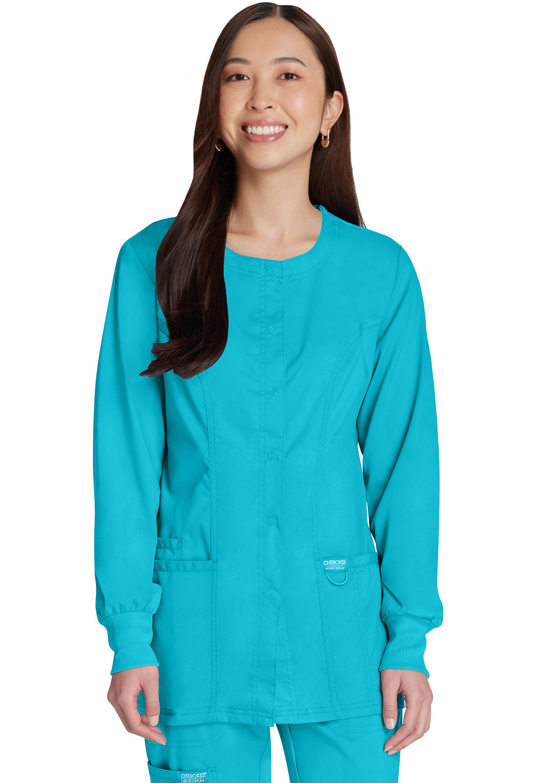 Women's Snap Front Jacket - Turquoise